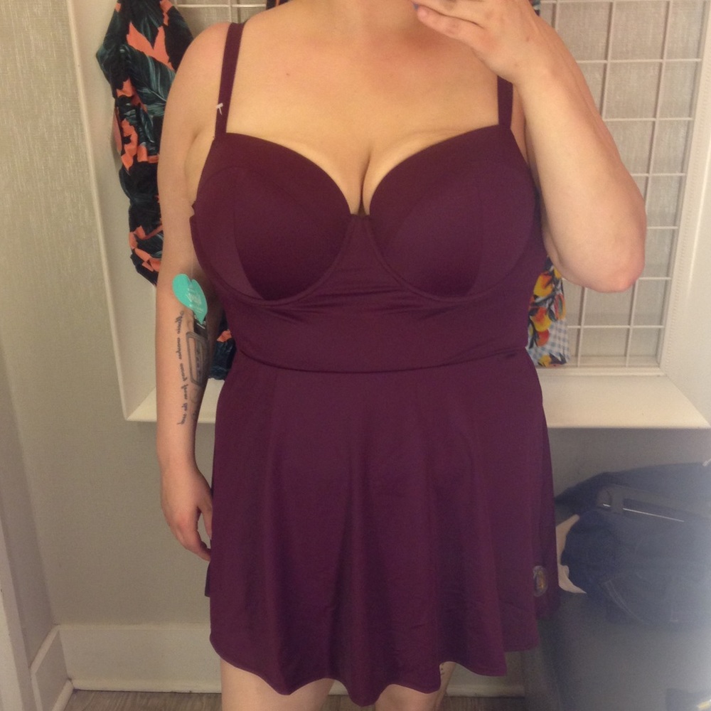 NWT burgundy swim dress